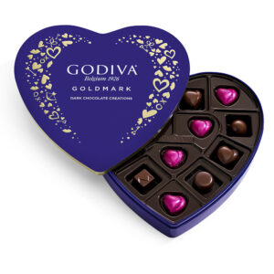 Goldmark Heart-Shaped Dark Chocolate Tin, 14pc.
